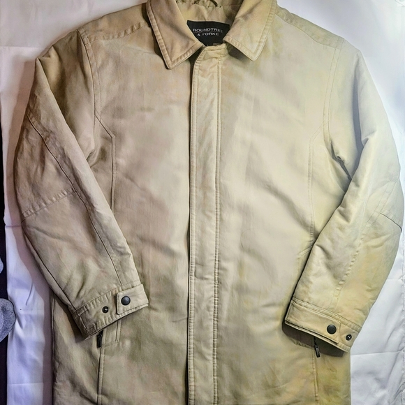 Roundtree & Yorke Mens Beige Jacket With Zipper And Button Closure Size Large - Picture 2 of 15